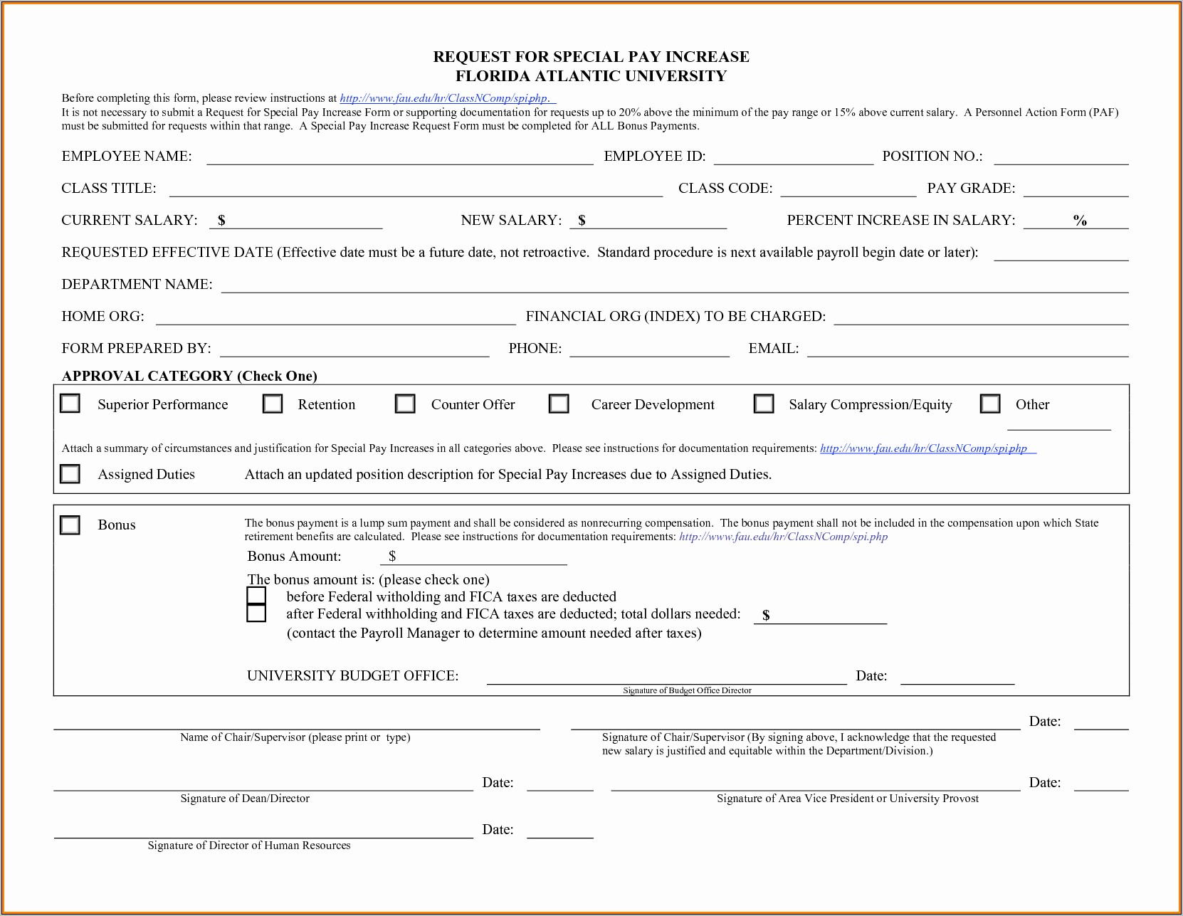Salary Change Form Template