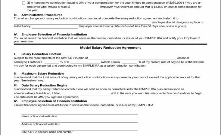 Salary Reduction Agreement Form Simple Ira