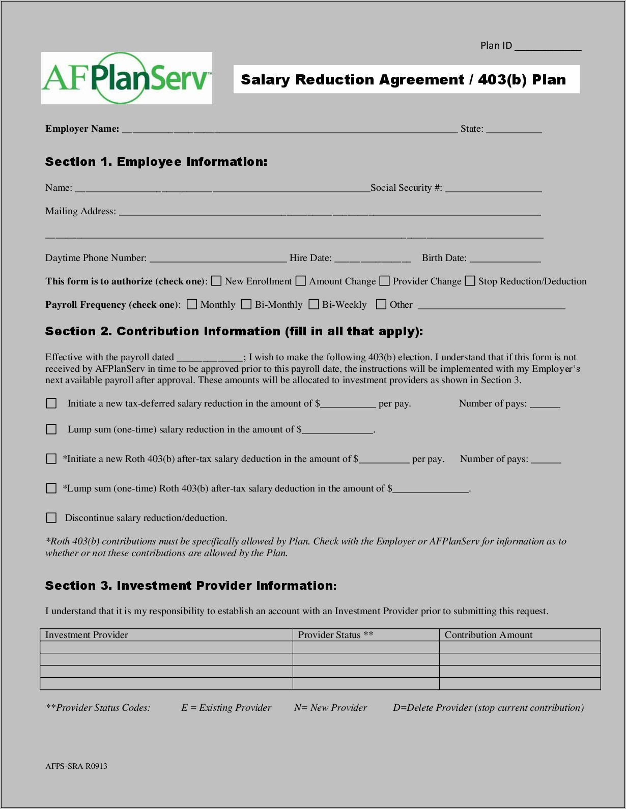 Salary Reduction Agreement Form