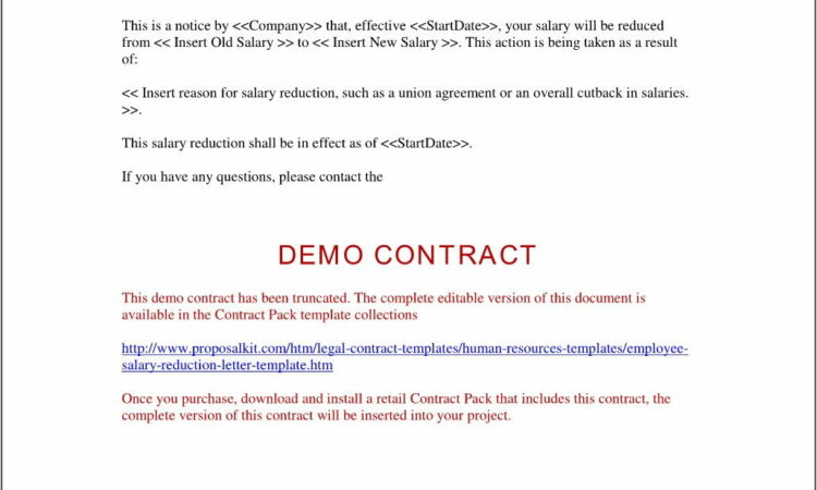 Salary Reduction Agreement Sample