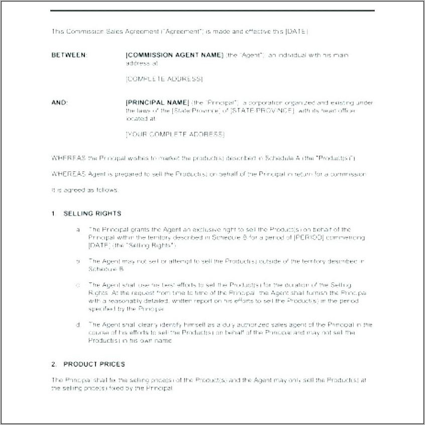 Sales Agent Agreement Template Free Uk