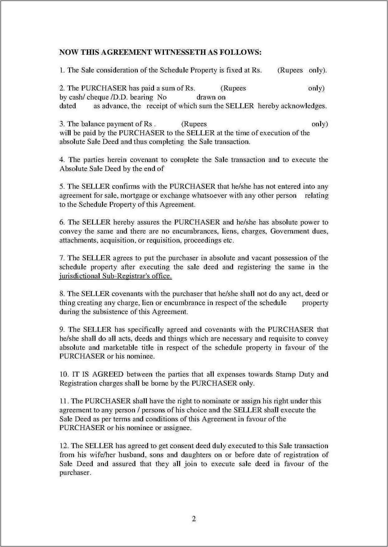 Sales Agreement Template Free Download