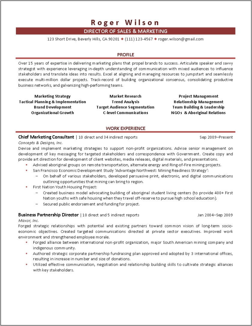 Sales And Marketing Manager Resume Sample Pdf