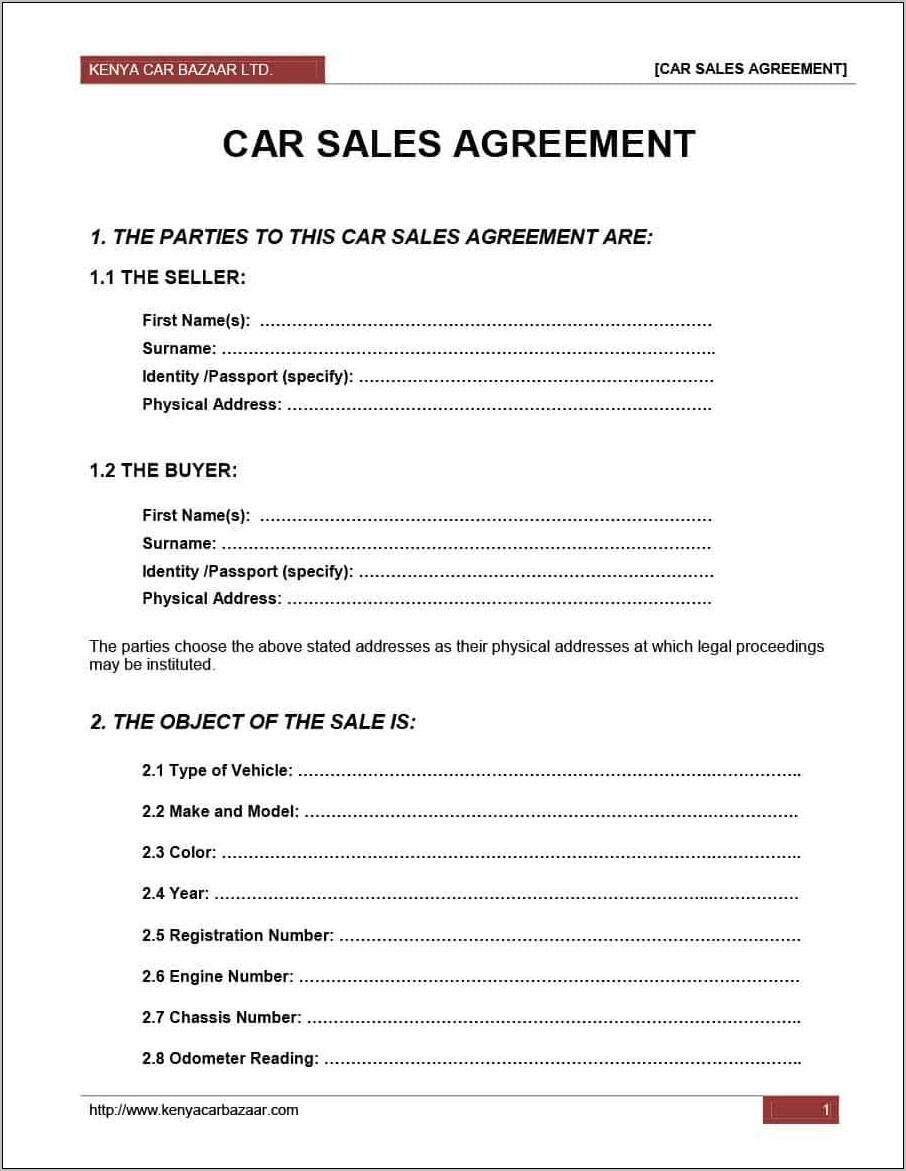 Sales And Purchase Agreement Format