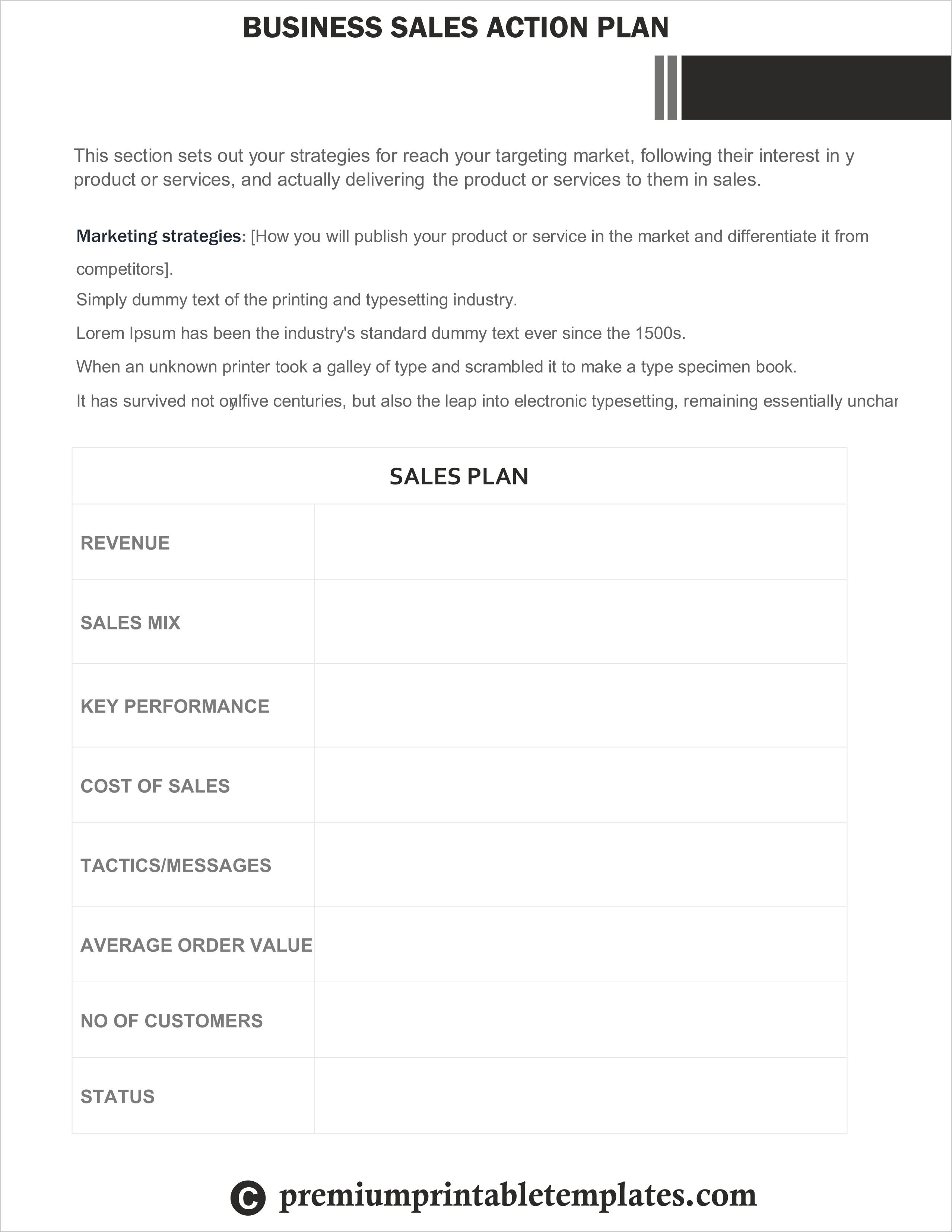 Sales Business Plan Templates