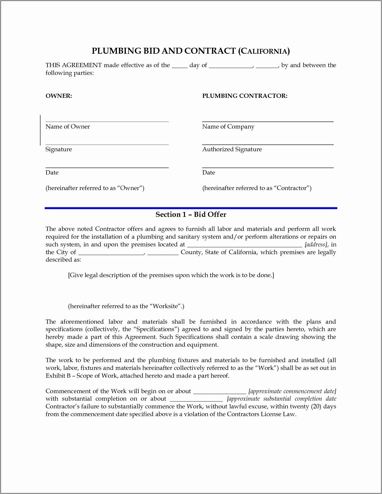 Sales Contract Example Pdf