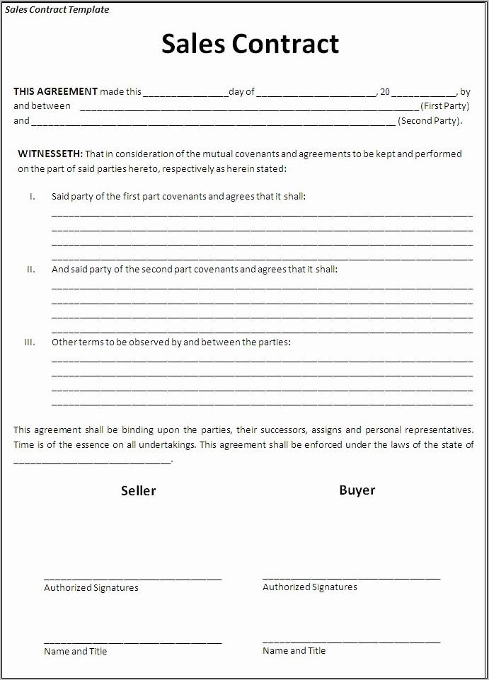 Sales Contract Templates Free