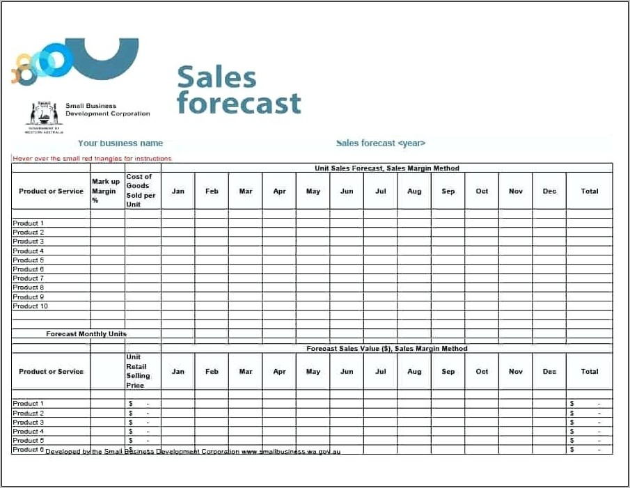 Sales Forecast Spreadsheet Template