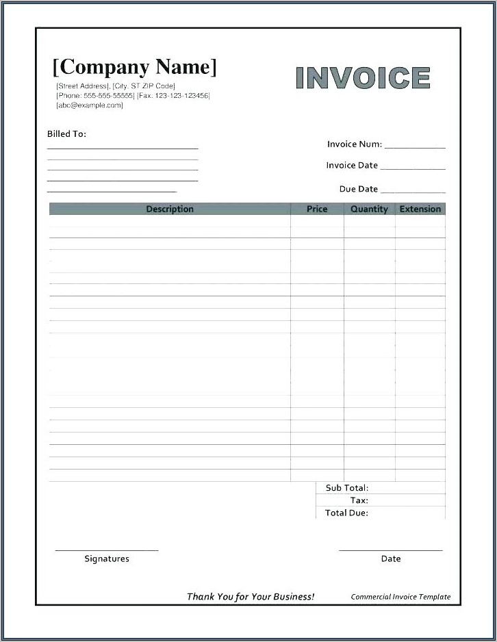 Sales Invoice Template Word Free Download