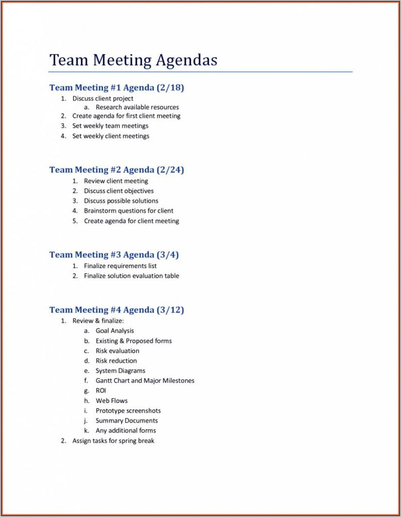 Sales Meeting Agenda Example