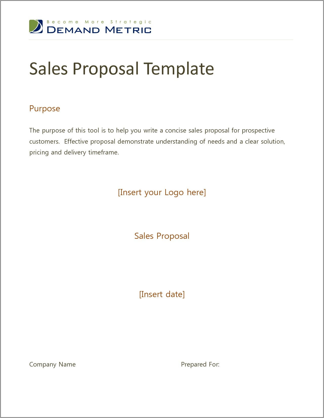 Sales Proposal Templates Word