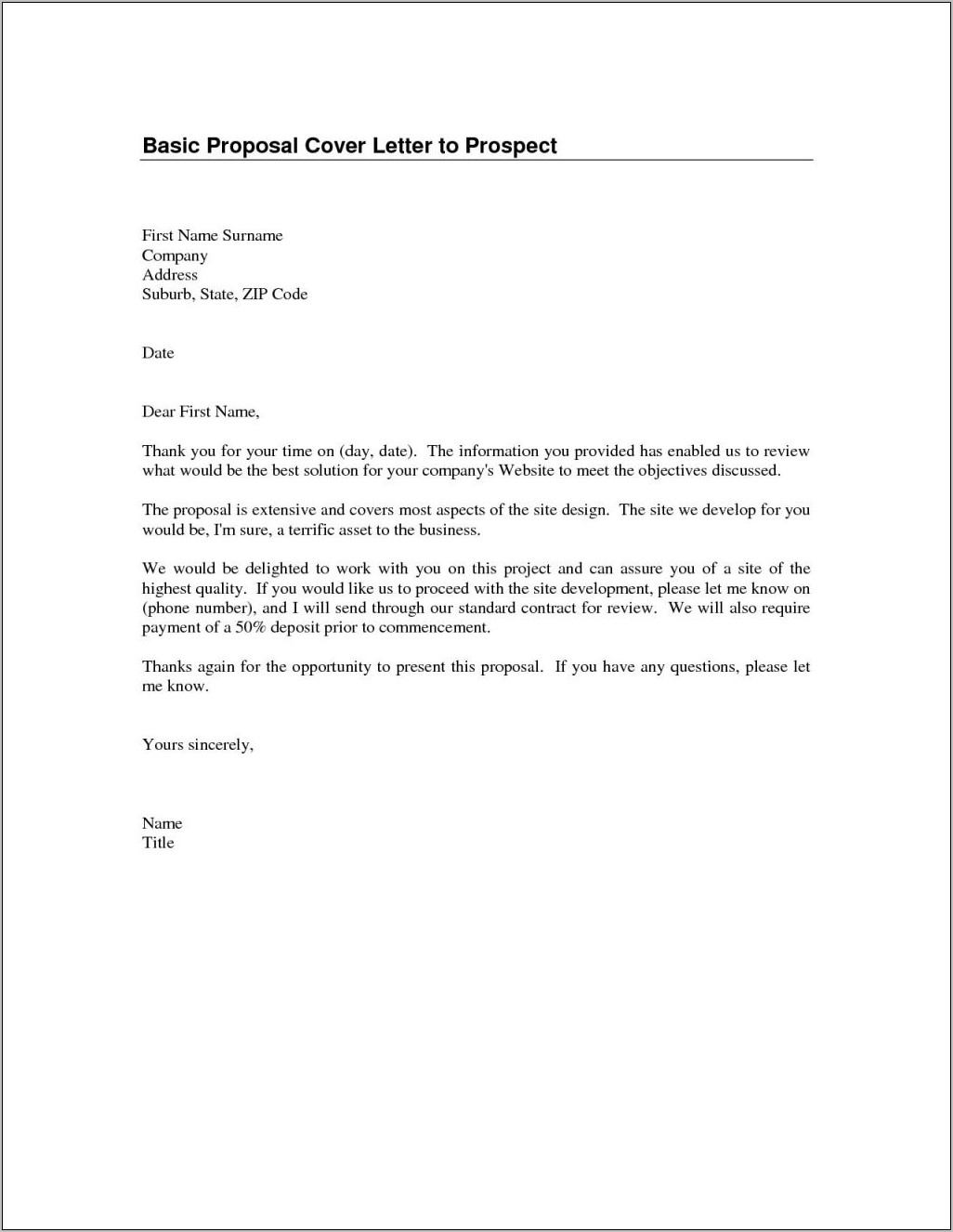 Sales Prospecting Letter Example