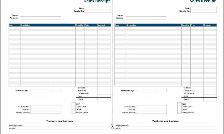 Sales Receipt Template Free Download