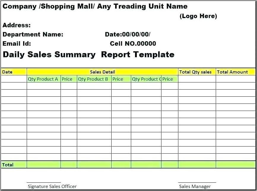 Sales Representative Call Report Template