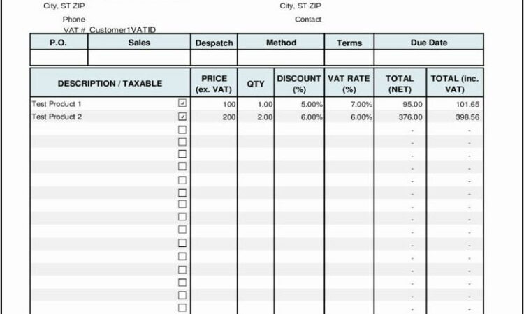 Sales Tax Invoice Format In Word