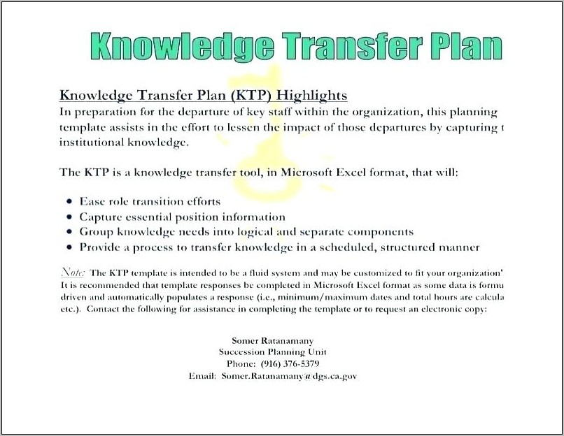 Sales Transition Plan Template