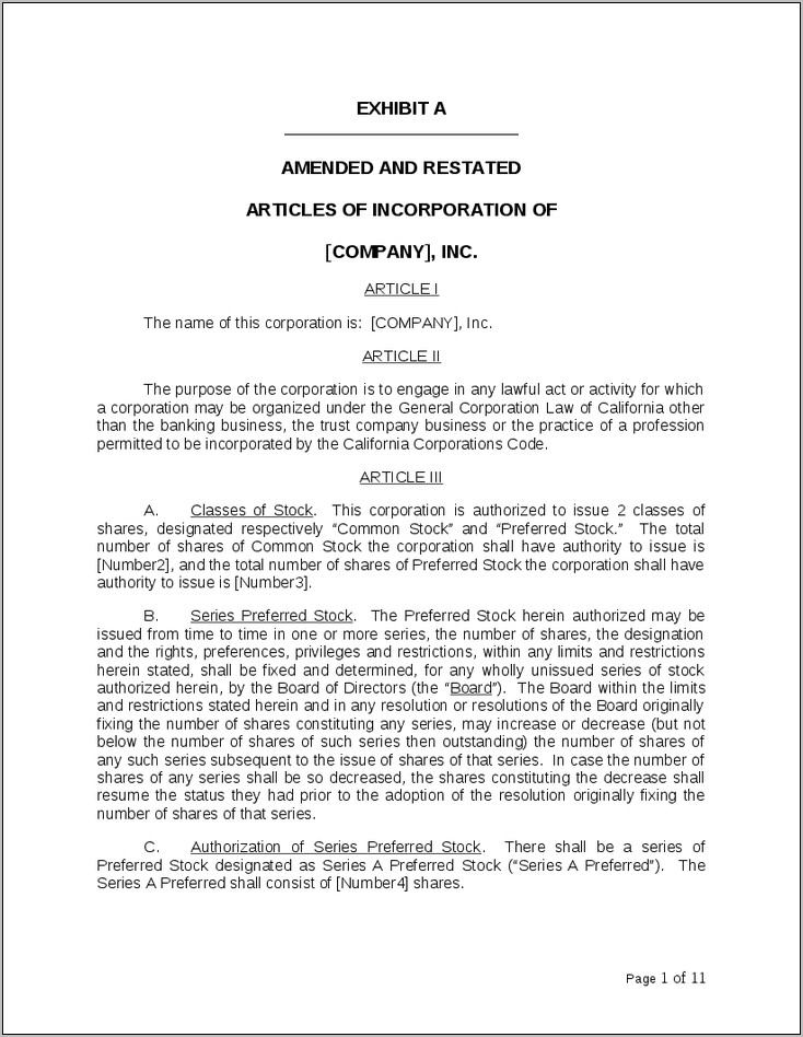 Sample Amended Articles Of Incorporation Philippines