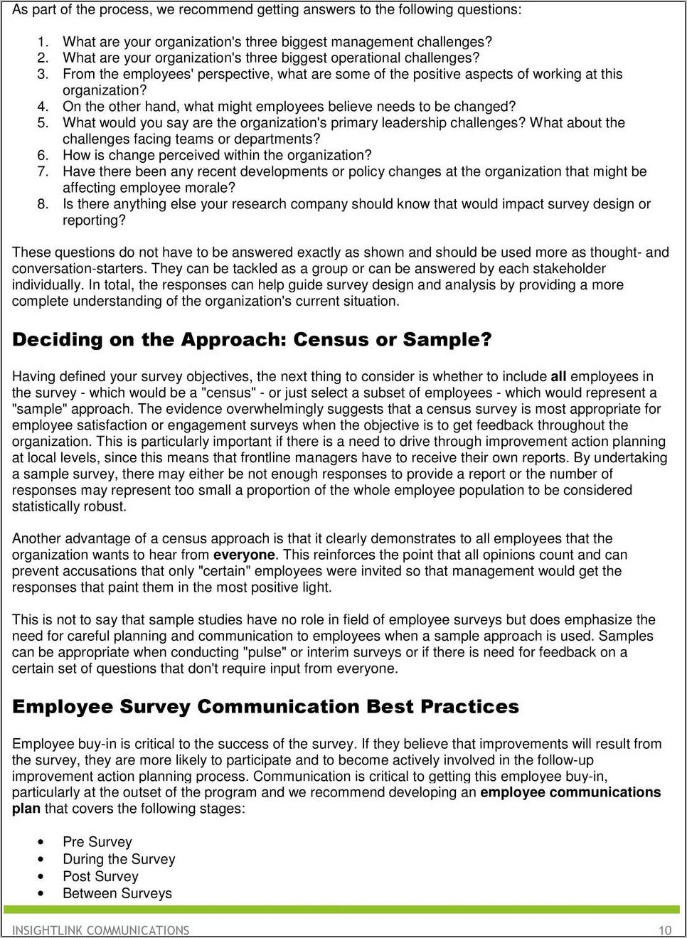 Sample Answers To Employee Survey Questions