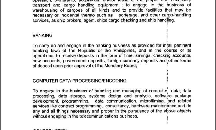 Sample Articles Of Incorporation Construction Company Philippines