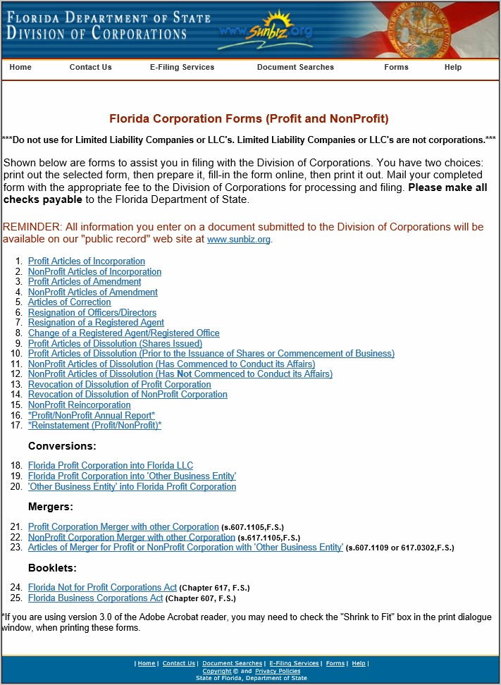 Sample Articles Of Incorporation For Profit Florida