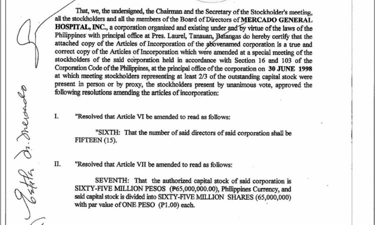 Sample Articles Of Incorporation Sec