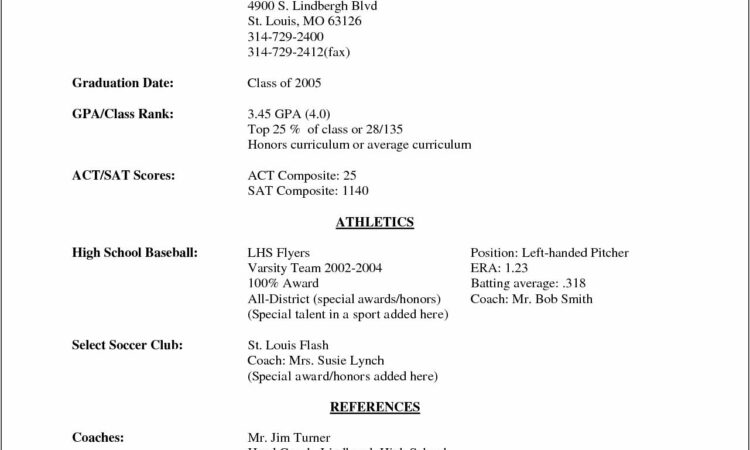 Sample Athletic Resume For College Template