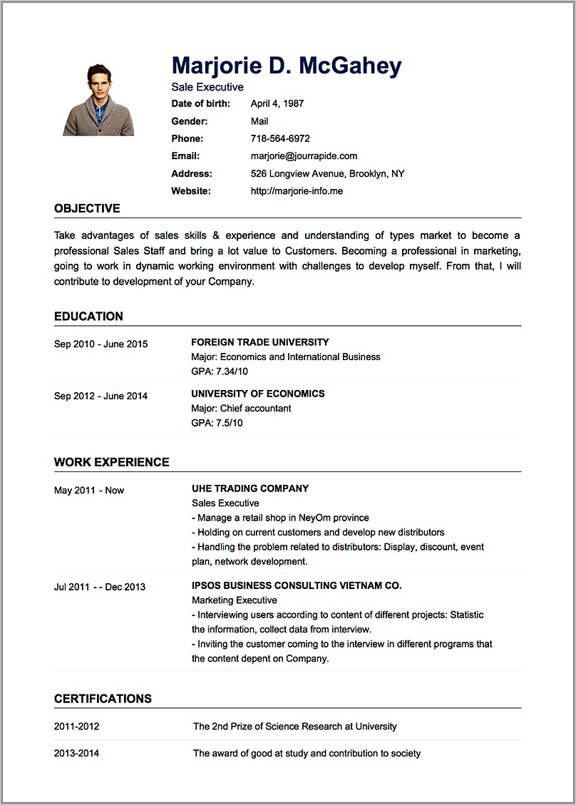 Sample Basic Resume Template