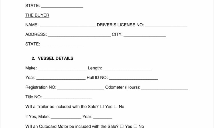 Sample Bill Of Sale For Outboard Motor