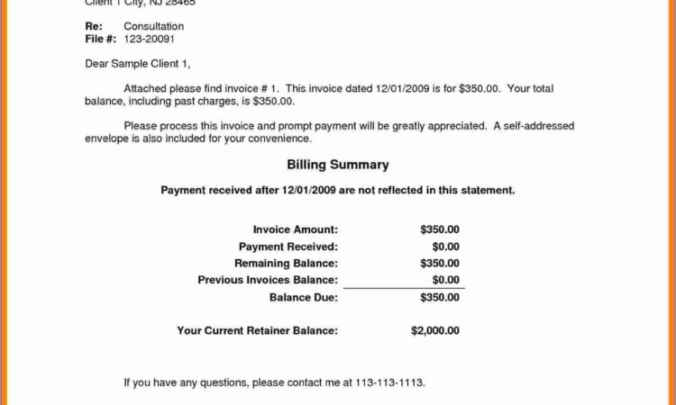 Sample Billing Invoice Letter