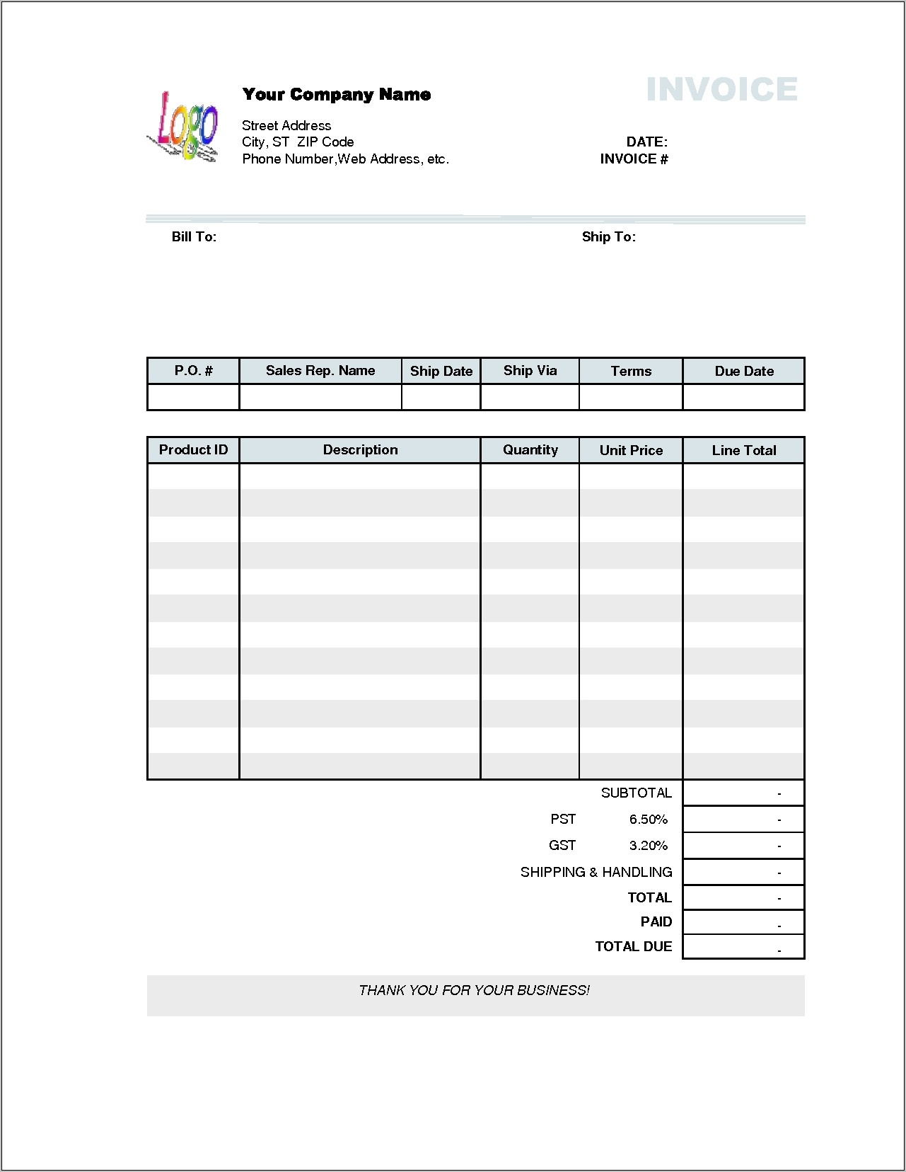 Sample Billing Invoices Free