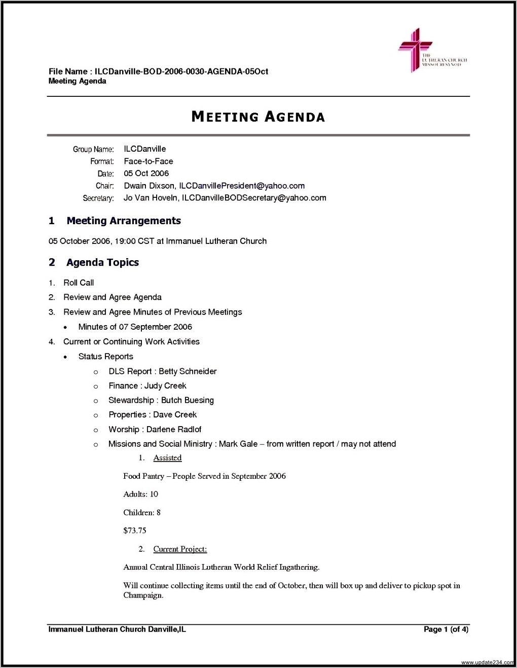 Sample Board Meeting Minutes Format