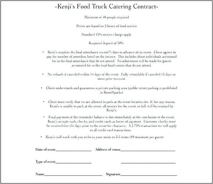Sample Catering Contract Templates Download