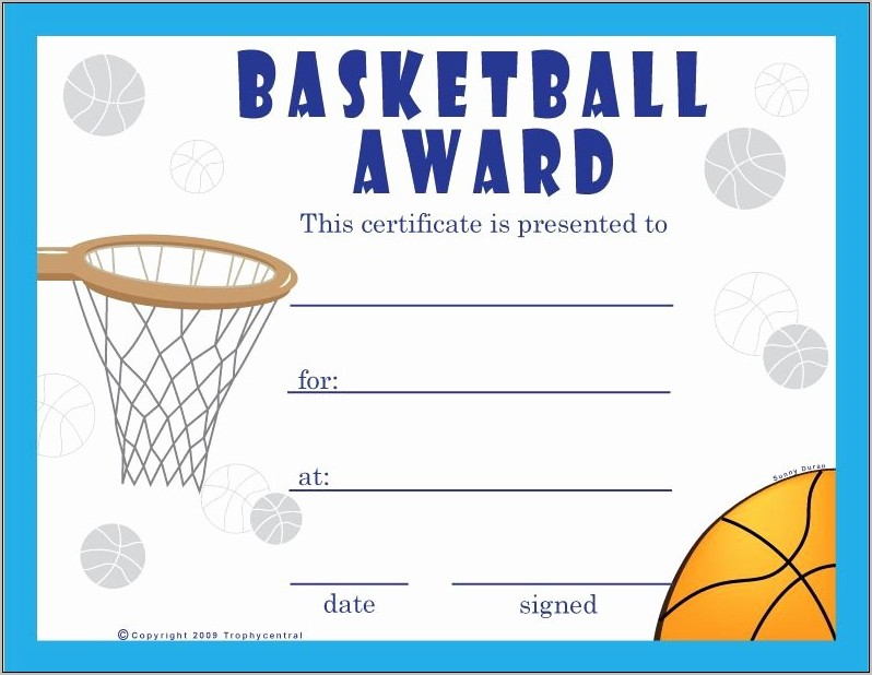 Sample Certificate Basketball Awards