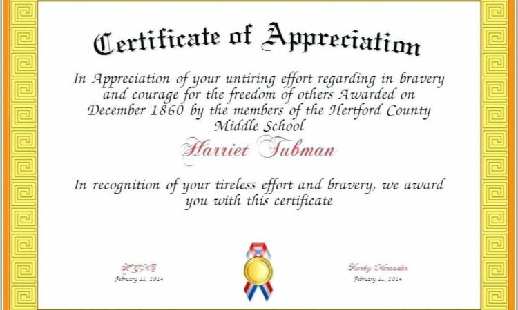 Sample Certificate Of Appreciation Text