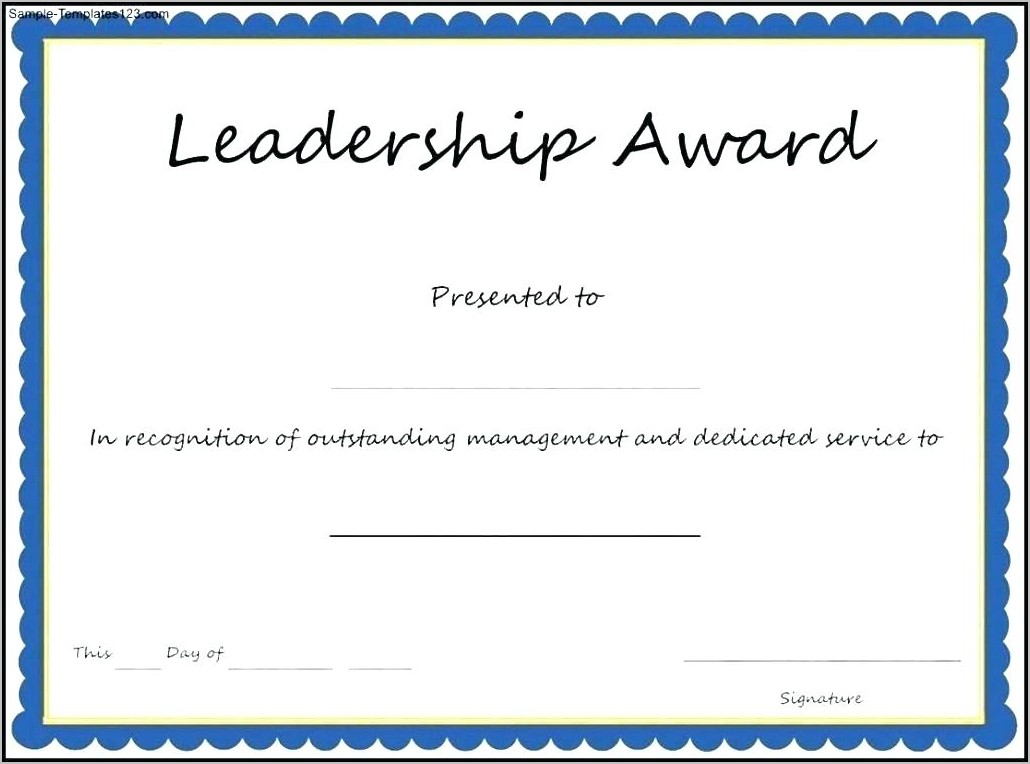 Sample Certificate Of Service Award