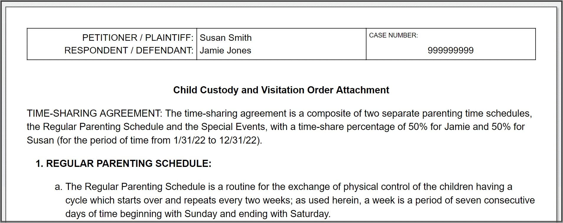 Sample Child Custody Agreement Long Distance