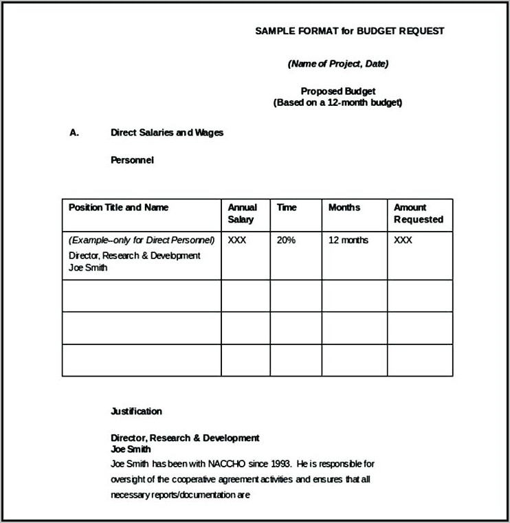 Sample Church Budget Request Form