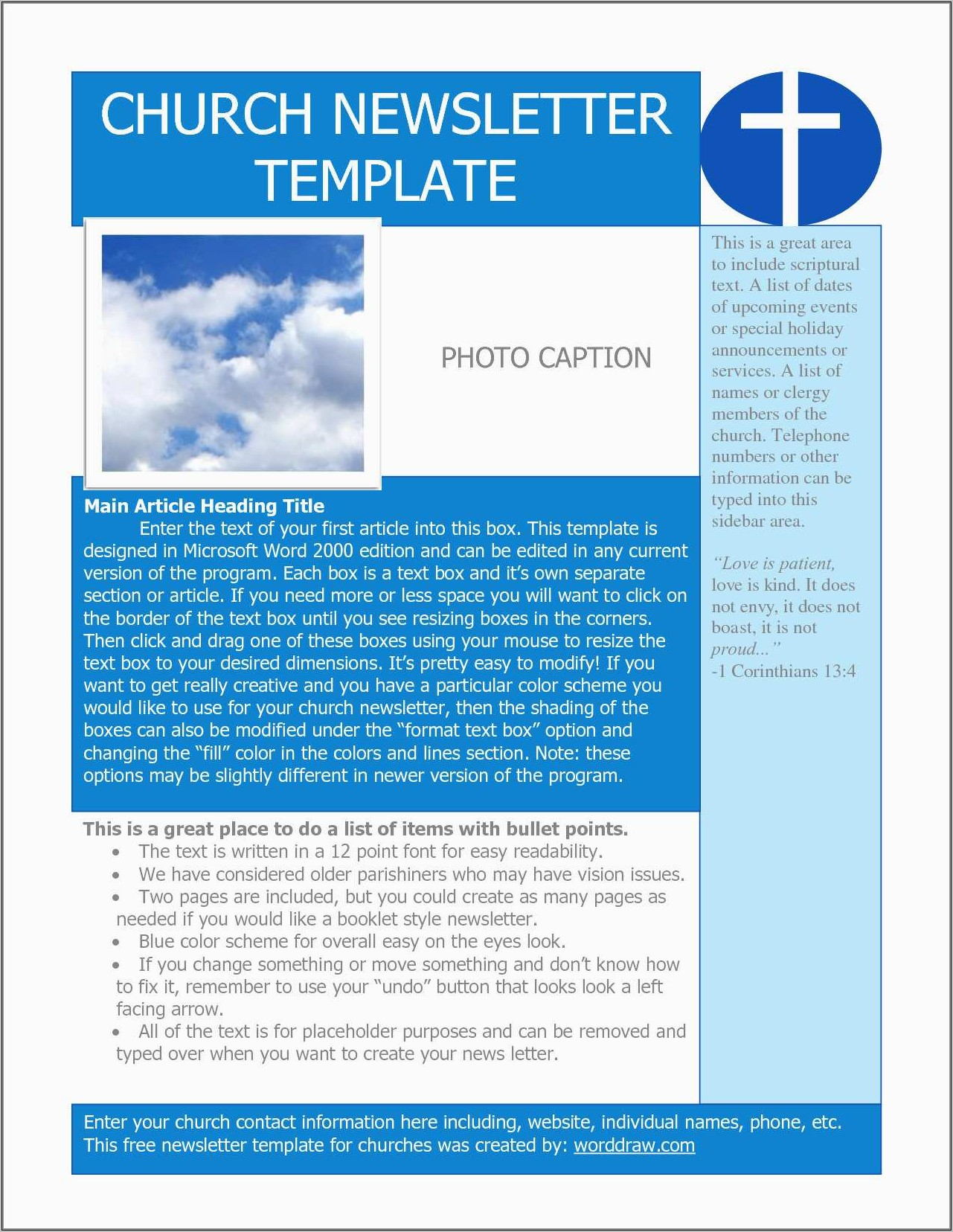 Sample Church Newsletters Templates