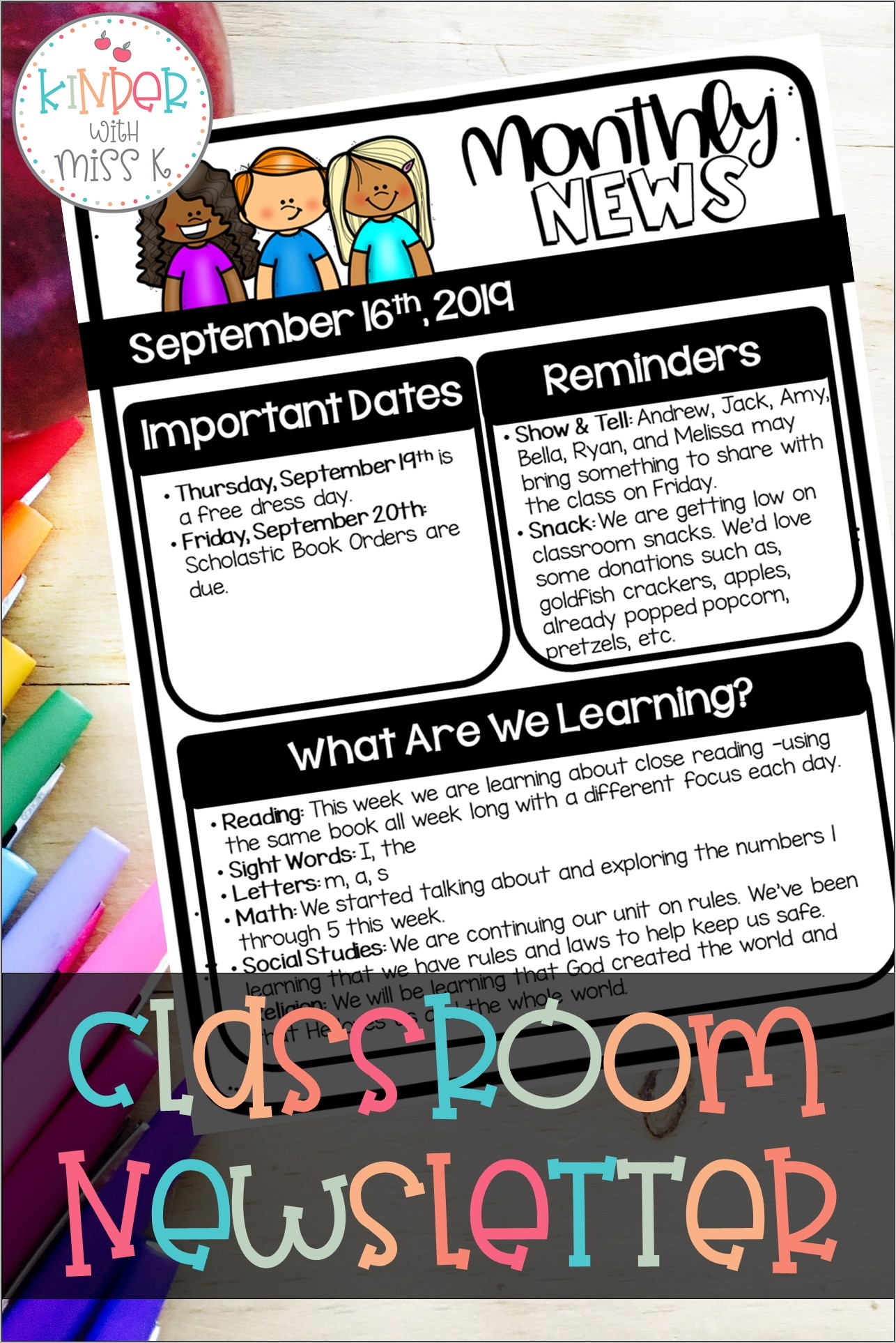 Sample Classroom Newsletter Templates