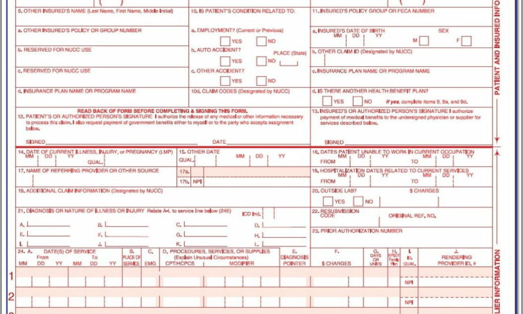 Sample Cms 1500 Claim Form Medicare