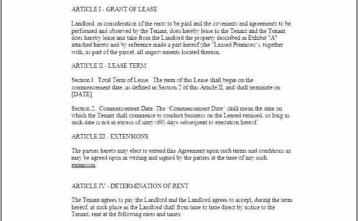 Sample Commercial Lease Abstract Form