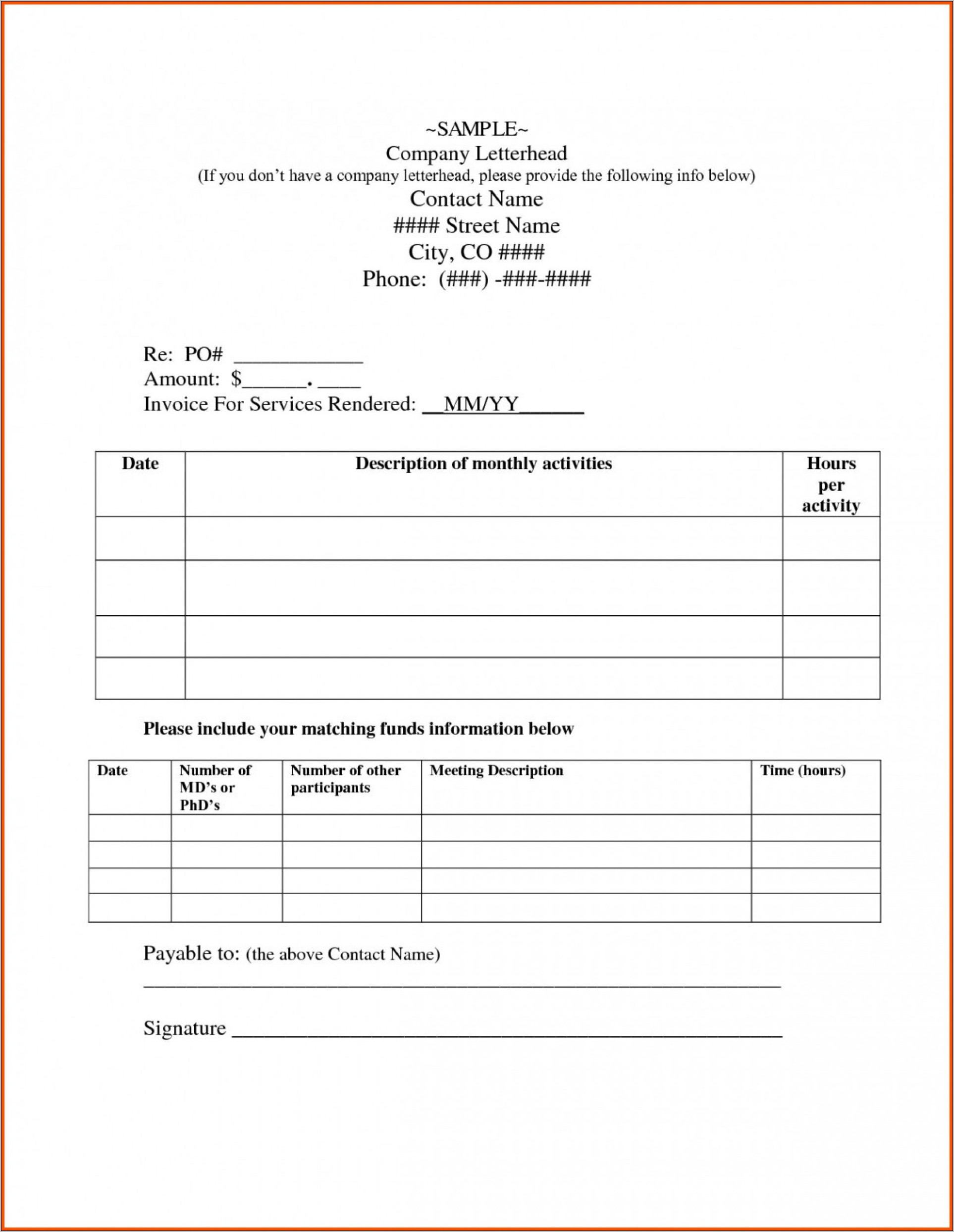Sample Contractor Invoice Form