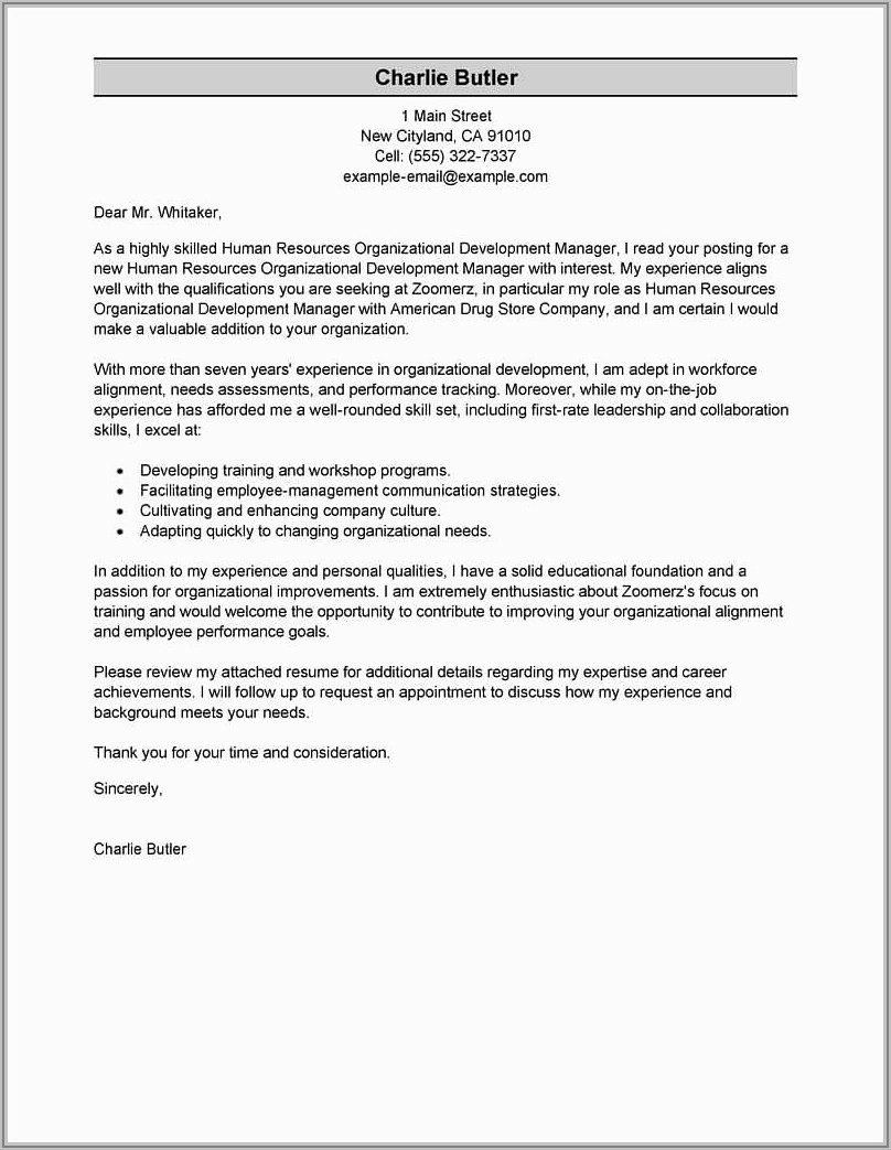 Sample Cover Letter For Email Resume Attachment