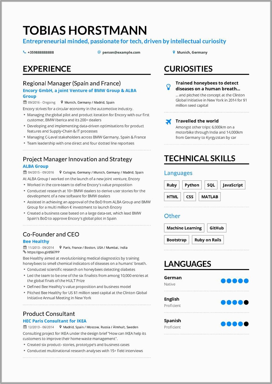 Sample Cv For Project Manager