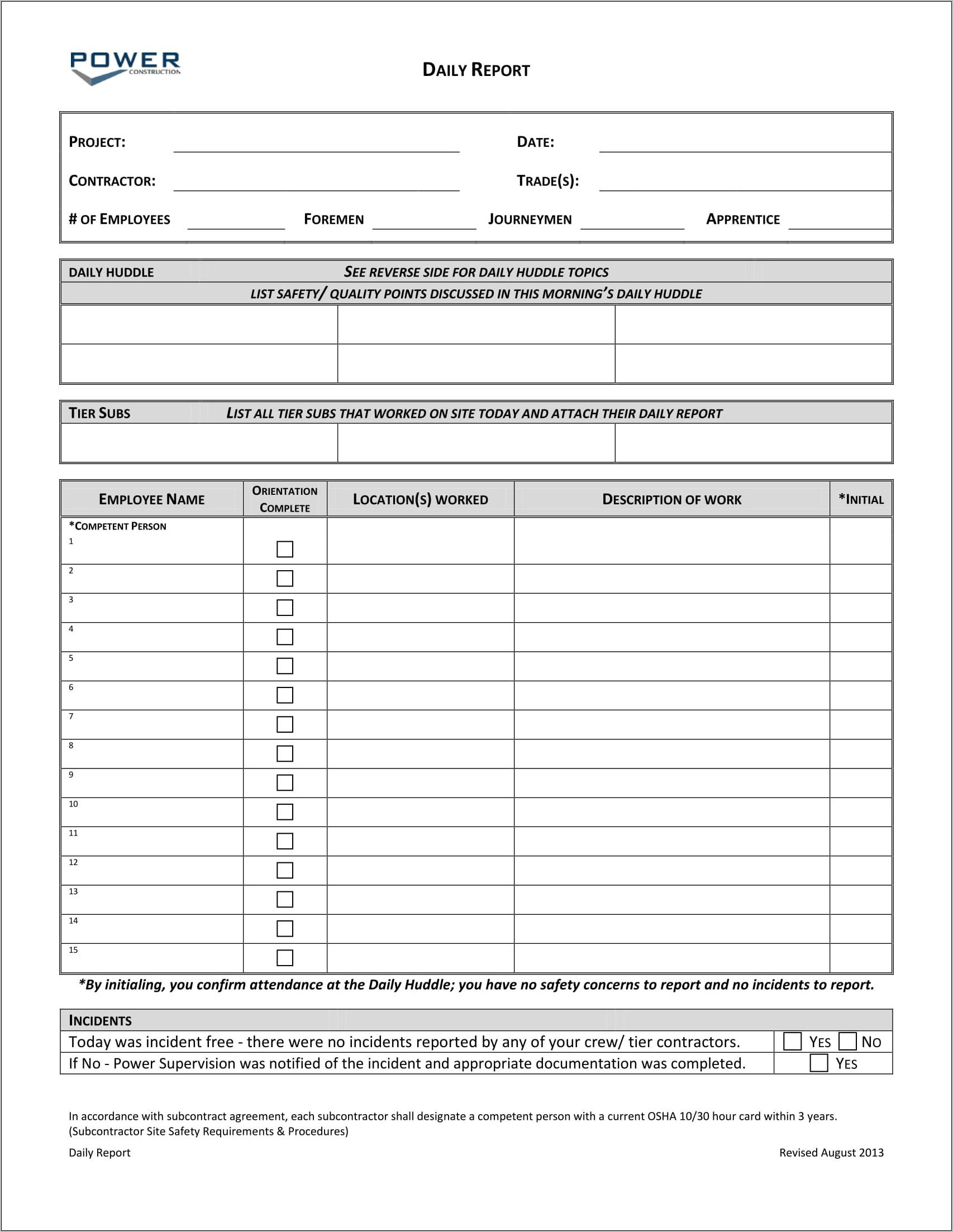 Sample Daily Progress Report Format Construction Project