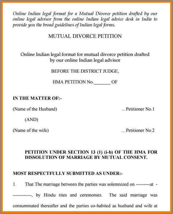 Sample Divorce Papers India Pdf Download