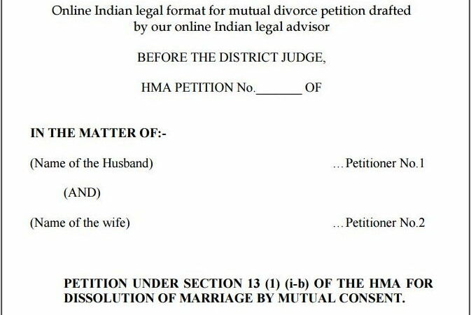 Sample Divorce Petition Template In India