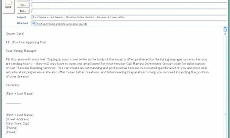 Sample Email Sending Resume And Cover Letter