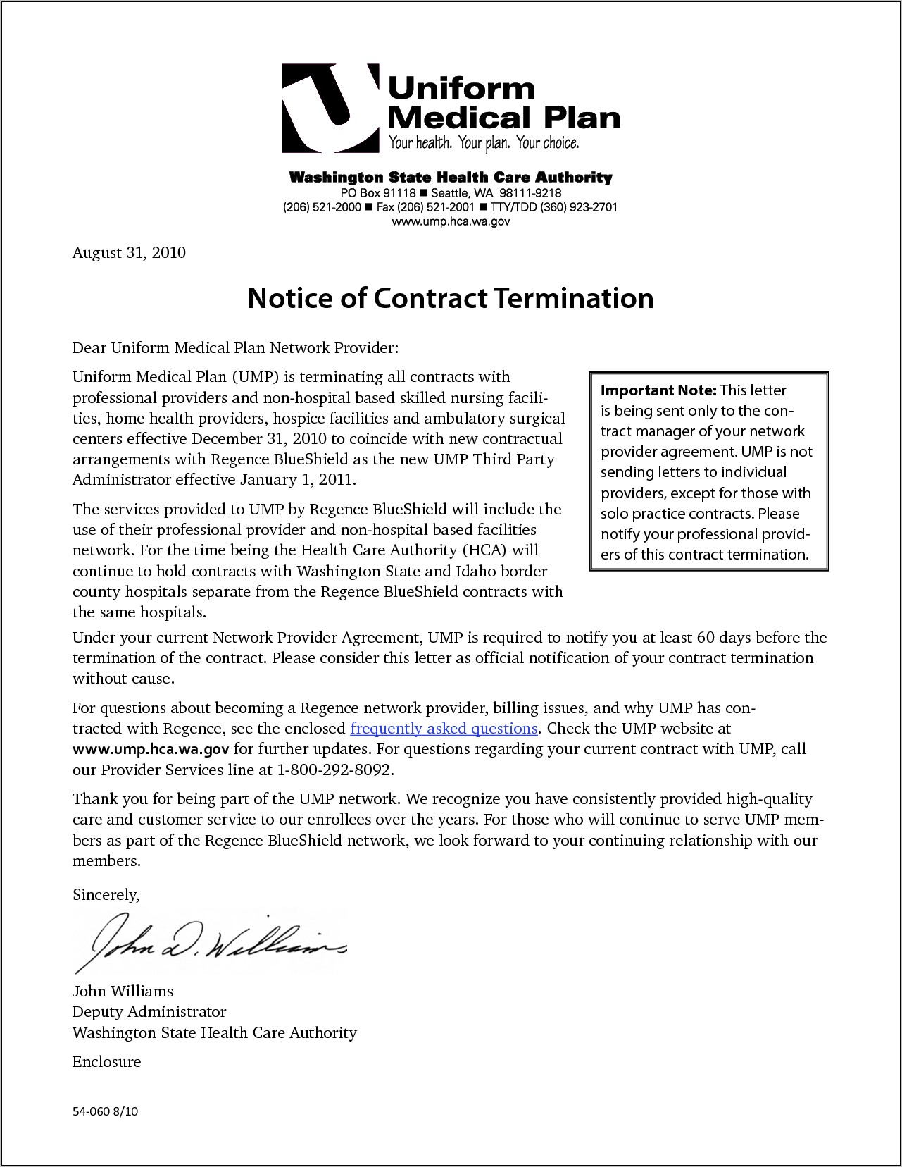 Sample Employee Contract Termination Letter