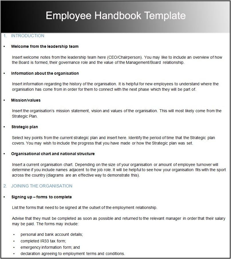 Sample Employee Handbook For Non Profit